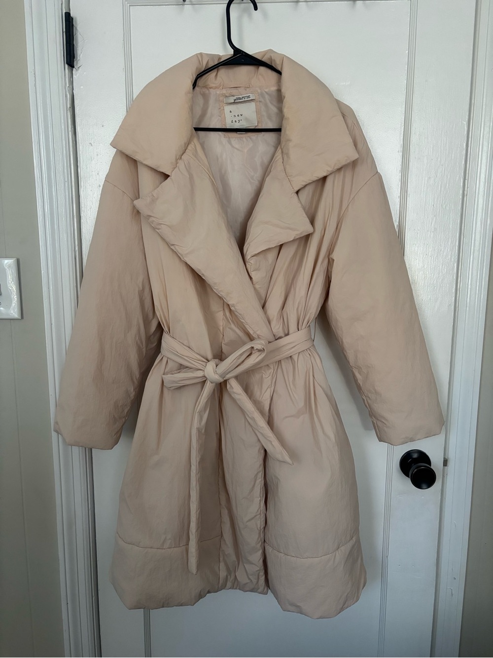 a new day Cream Belted Puffer Coat